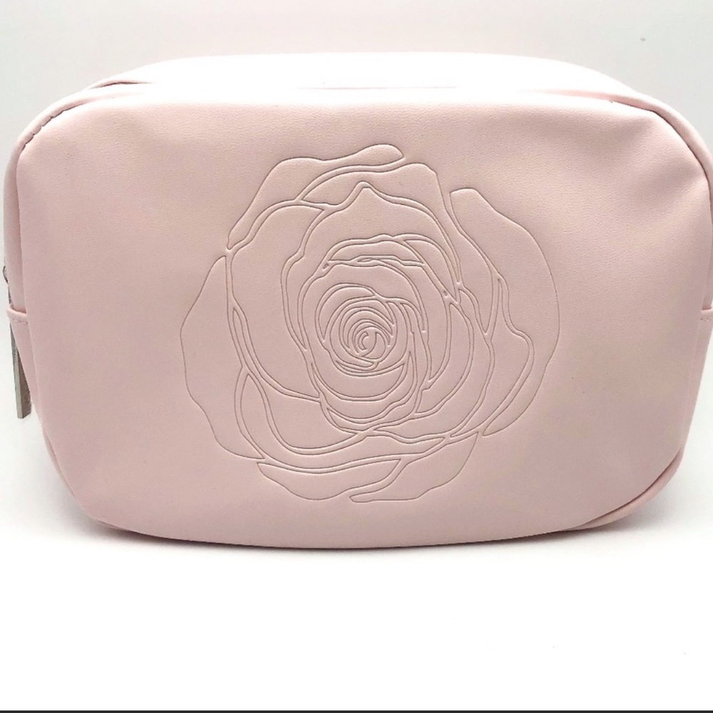Lancome Pink Cosmetic Makeup Bag Rose Design Zipper Closure 2023 GWP